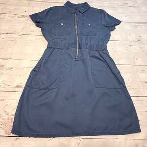 J. Crew Dress Womens Size 14 Navy Blue Zip-Front Chino Utility Pockets